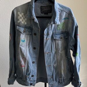 One of a Kind,Artist inspired Brooklyn Cloth Denim Jacket with graphic elements